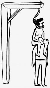 mujer con cuerda al cuello sobre los hombros de un hombre